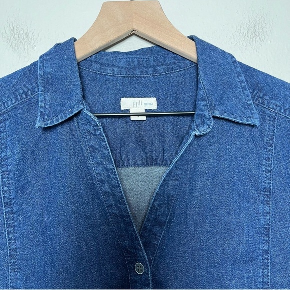 J. Jill Women Denim Dress Medium Long Sleeve Button Down Shirt Casual Western‎ - Picture 11 of 11